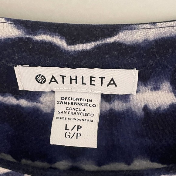 Athleta Santorini Thera Printed Dress Women’s Navy & White Tie Dye Size LP - Picture 13 of 16